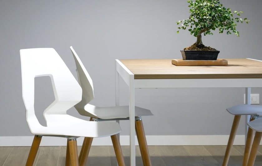 white chair and wooden desk